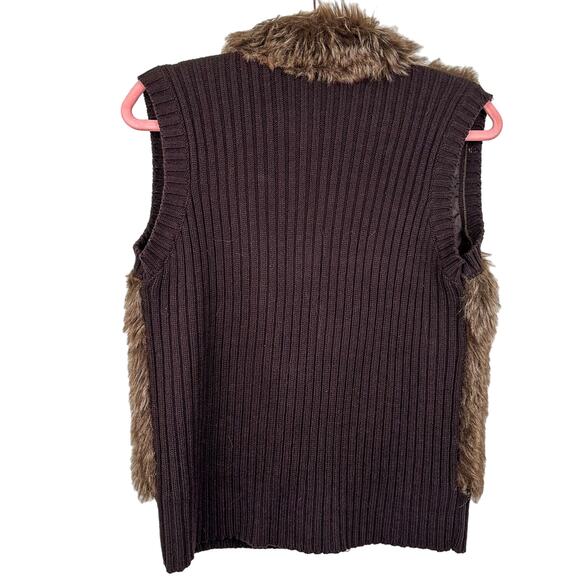Y2K Faux Fur Sweater Vest Brown Bratz Style Vest - Picture 3 of 4